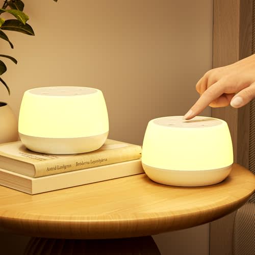 Night Light Set of 2, Touch Lamp for Baby Nursery Stepless Dimmable, USB Rechargeable Battery Operated Lamp with 3 Modes & 9 Colors Changing, Portable Baby Night Light with Timing & Memory
