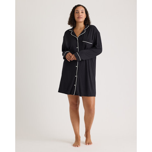 Bamboo Jersey Sleep Shirt in True Black