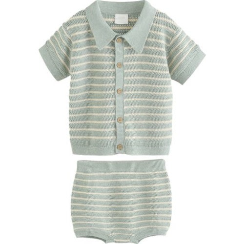 Stripe Knit Cardigan & Bloomers Set, 9-12M
