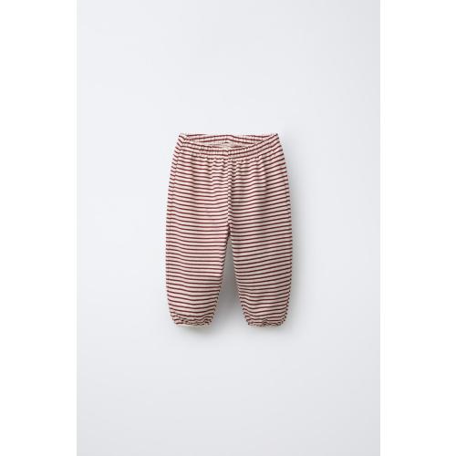 STRIPED JOGGING PANTS - Ecru / Red | ZARA United States
