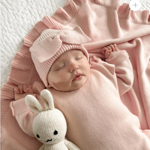 Classic Bow Beanie - Powder Pink