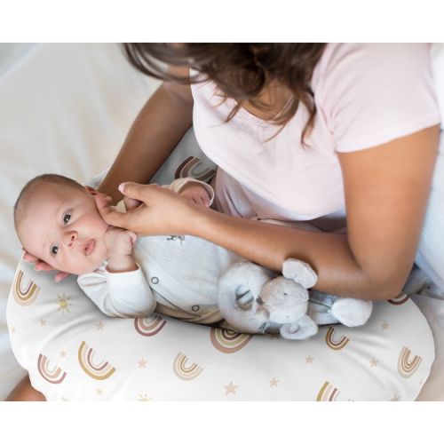 Sweet Jojo Designs Girl Support Nursing Pillow Cover (Pillow Not Included) Boho Rainbow Pink Taupe and Mauve