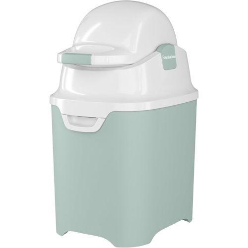 Foundations Mini Diaper Pail with Airtight Lid, Durable & Odorless Diaper Disposal, Large Capacity, Holds up to 30 Newborn Diapers, Refill with Any Bags, Green