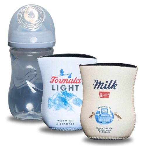 American Beer Themed Coozies for Baby Bottles - Funny Gift for New Parents & Baby Showers - (2 Premium Designed Neoprene Coozies + BPA/Lead/Phthalate Free Bottle Included) (Design 3)