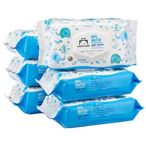 Amazon Brand - Mama Bear 99% Water Baby Wipes, Hypoallergenic, Fragrance Free,72 Count (Pack of 6)