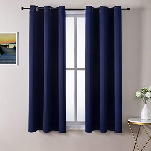 ChrisDowa Blackout Curtains for Bedroom and Living Room 54 Inches Long | 2 Panels Set, Thermal Insulated, Light Blocking, Room Darkening, Grommet, Window Treatment Drapes, Navy Blue, 38 x 54 Inch