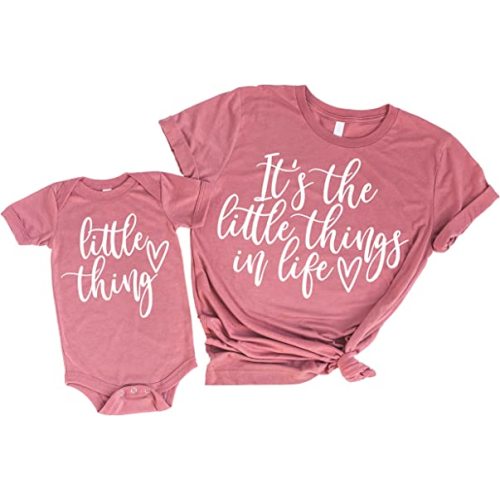 Olive Loves Apple It's The Little Things & Little Thing Cursive Mommy & Me Matching Outfits