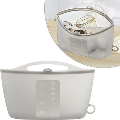 Silicone Microwave Steam Sterilizer Bag for Baby Reusable Quick Sterilizing Bag for Bottles Breast Pump Parts Toddler Accessories Great for Travel - 2000ml Grey