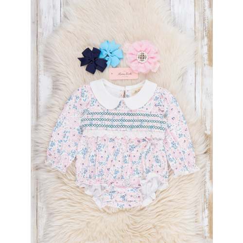 Meadow Smocked Floral Collar Bubble Romper