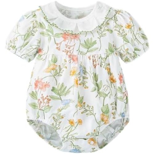 Simplee kids Baby Infant Girls Cotton Short Sleeve Summer Ruffle Romper 3-24 Months