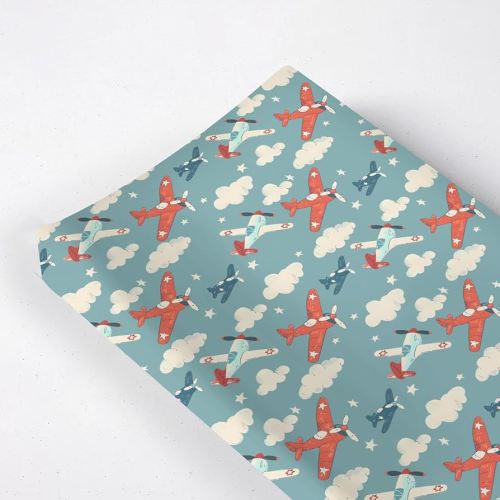 Cartoon Plane Stars Clouds Pattern Baby Changing Pad Cover, Unisex Plane Nursery Diaper Changing Table Pad Mat Sheet for Boys Girls-16x32