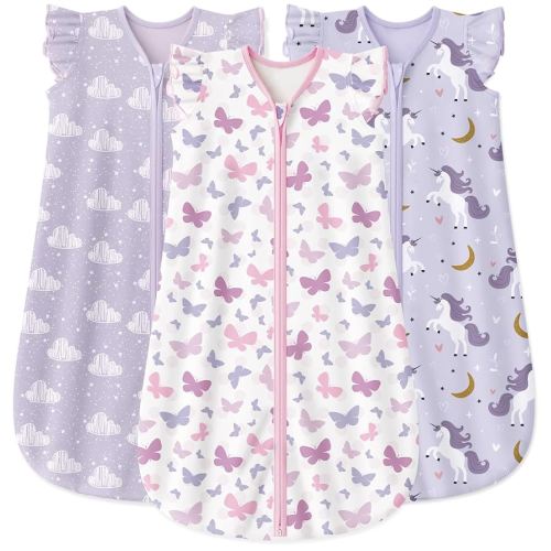 Yoofoss Baby Sleep Sack 12-18 Months Baby Wearable Blanket 100% Organic Cotton 2-Way Zipper TOG 0.5 Toddler Sleeping Sack 3 Pack, Lightweight Sleep Sacks for Babies(Large)