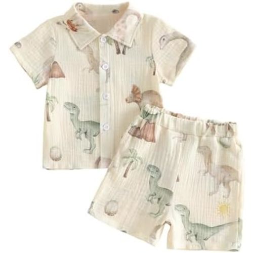 Toddler Baby Boy Clothes Tropical Vacation Button Shirt Shorts Set