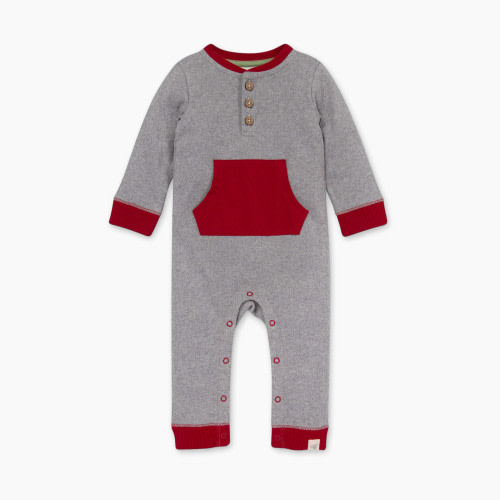 Burt's Bees Baby Romper Jumpsuit, 100% Organic Cotton One-Piece Coverall - Heather Grey, 12 Months