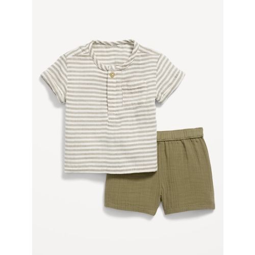 Double-Weave Pocket T-Shirt and Shorts Set for Baby