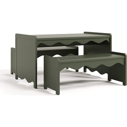 Storkcraft Casablanca Montessori Indoor Kids Table & Bench Set, Olive