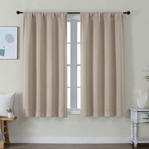 OVZME 54 Inch Long Blackout Curtains for Bedroom - Thermal Insulated Rod Pocket Drapes, Solid Biscotti Beige Room Darkening Curtains for Small Windows, 40x54, Set of 2, Biscotti Beige