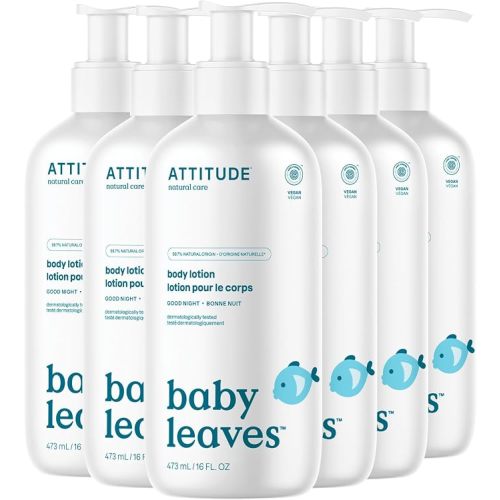 ATTITUDE Baby Lotion, Made in Canada, EWG Verified Moisturizer, Dermatologically Tested Moisturizing Cream, Vegan and Cruelty-Free, Good Night, 473 mL