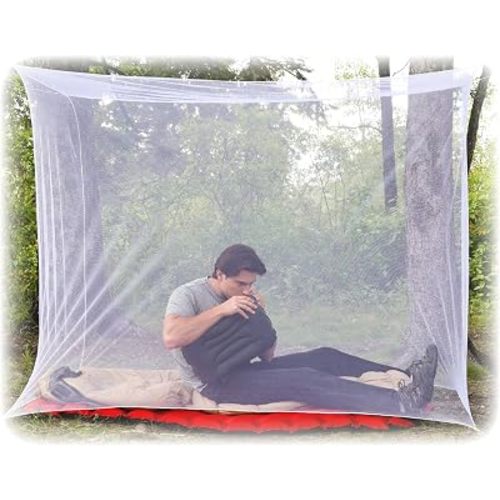 Coghlan's Rectangular Mosquito Net – Lightweight Mesh Canopy for Camping, Travel, and Outdoor Use – Includes Tie Loops, Carry Bag, Twine, Hooks, Anchors, Nails – White, 78" x 32" x 59"