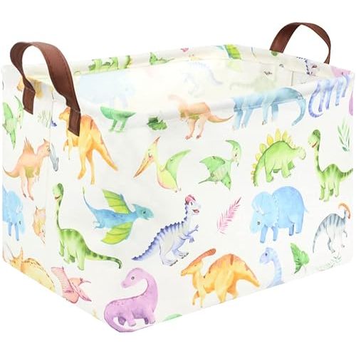 Rectangle Dinosaur Basket,Kids Toy Storage Bin,Storage Bins Organizer for Boys Nursery Hamper,Baby Room Decor,Gift Basket for Boy and Girl(Dinosaurs)