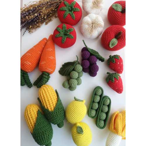 Vegetable set, Fruit set, Fruit toys, Vegetable toys Baby, Baby gift, Crochet toys for Kids, Stuffed toys toddler , Crochet play food set