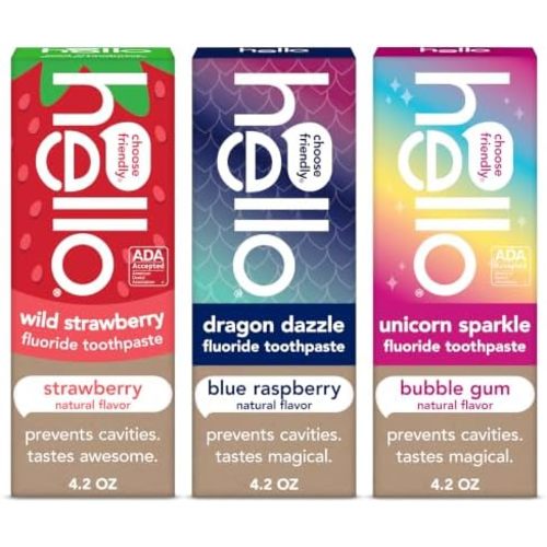 hello Kids Fluoride Toothpaste Variety Pack, 3 Pack, 4.2 oz