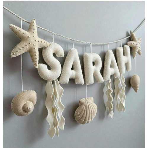 Custom Coastal Name Garland , Custom Name Decor, Baby Ocean Garland, Felt Name Garland, Nursery Decoration, Baby Shower, Newborn Gift