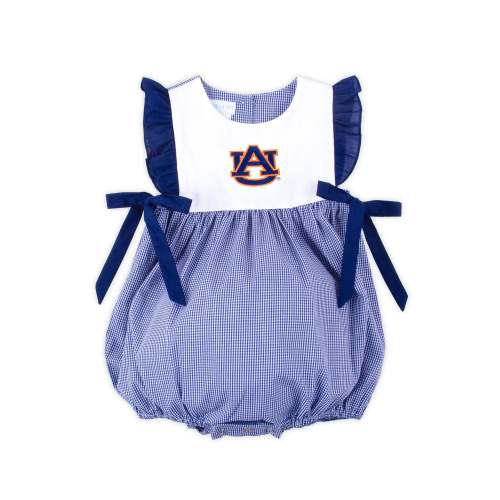 Auburn Embroidered Navy Gingham Bubble