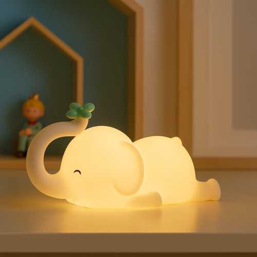 Elephant Night Light for Kids - Soft Rechargeable LED Lamp - Newborn Gift, Baby Sleep, Bedroom Decor, Elephant Lamp