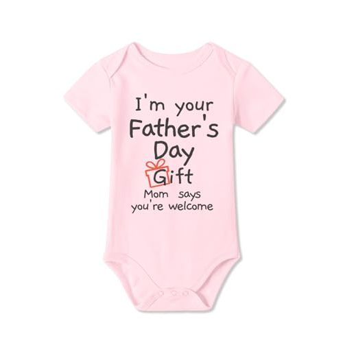 BesserBay Baby Happy Fathers Day Onesie Short Sleeves First Father's Day Outfit 0-12 Months