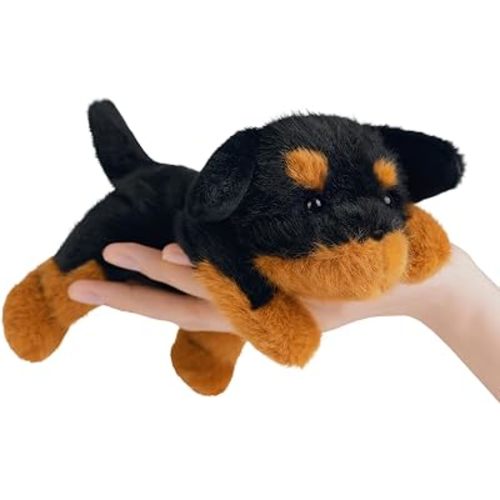 PEACH CAT Rottweiler Dog Plush Cute Dog Stuffed Animals Small Puppy Plushies Toy Pillow Gifts for Kids Black