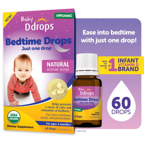 Baby Ddrops Bedtime Drops for Babies, Organic Liquid Drops for Calming Bedtime Routines, 60 Count