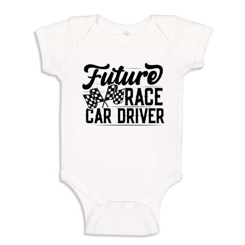 Future Race Car Driver Baby Bodysuit One Piece NB White