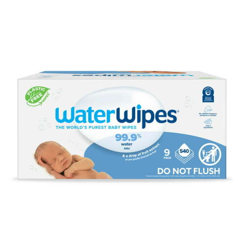 WaterWipes Sensitive Newborn & Baby Wipes, 99.9% Water, Unscented & Hypoallergenic, 540 Wipes
