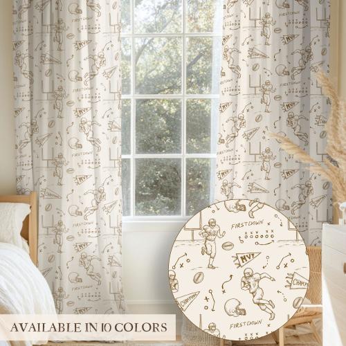 Football Curtain Vintage Sport Nursery Drapes Sport Theme Boy Room Decor Football Bedroom Window Treatment Nursery Blackout Curtain Panel