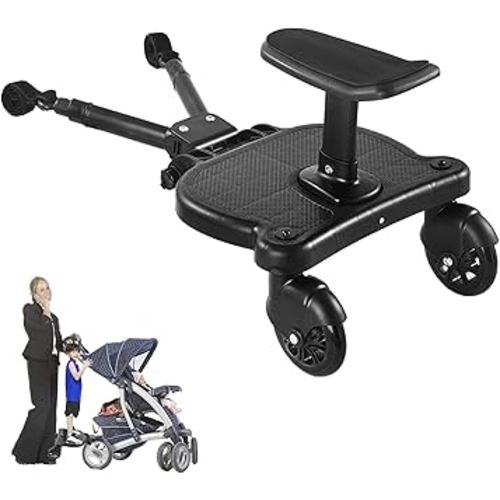 2025 New-Universal Stroller Board with Detachable Seat, 2in1 Sit and Stand Stroller Glider Board for Most Strollers, Holds Children Up to 55 LBs Stroller Standing Board
