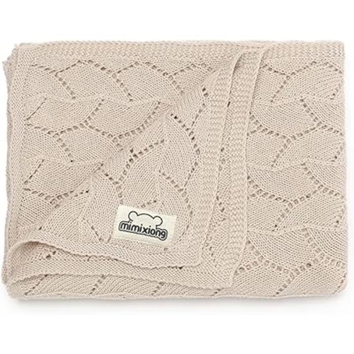 mimixiong 100% Pure Cotton Baby Blanket Extra Soft Cellular Neutral Swaddle Receiving Crib Blanket for Newborn Baby Boy Girl Size 30 x 40 inches (Light Camel)
