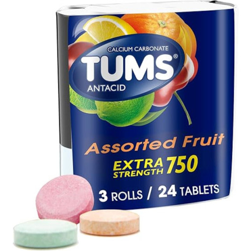 TUMS Chewable Antacid Tablets, 8 Count (Pack of 3)