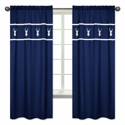 Woodsy Navy, Mint and Grey Collection Window Panels - Set of 2