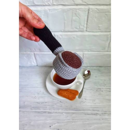Coffee baby rattle, coffee baby toy, Coffee crochet toys, Baby gift coffee, coffee play food, gender neutral rattle, Crochet rattle long