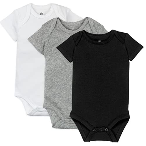 HonestBaby unisex-baby 3-pack Short Sleeve Bodysuits One-piece 100% Organic Cotton for Infant Baby Boys, Girls, Unisex