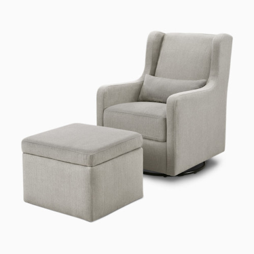 Carter\'s by daVinci Adrian Swivel Glider with Storage Ottoman - Performance Grey Linen