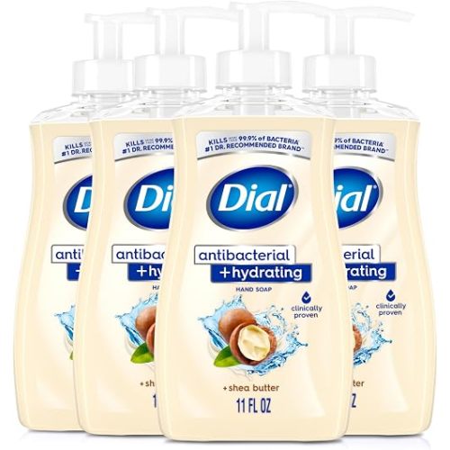Dial Antibacterial Liquid Hand Soap, Shea Butter, 11oz, 4-Pack