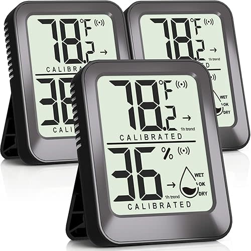 3 Pack Room Thermometer Indoor Hygrometer for Home, Digital Sensor Mini Humidity Gauge Meter, Temperature Humidity Monitor for Bedroom, Pet, Plant - Battery Included