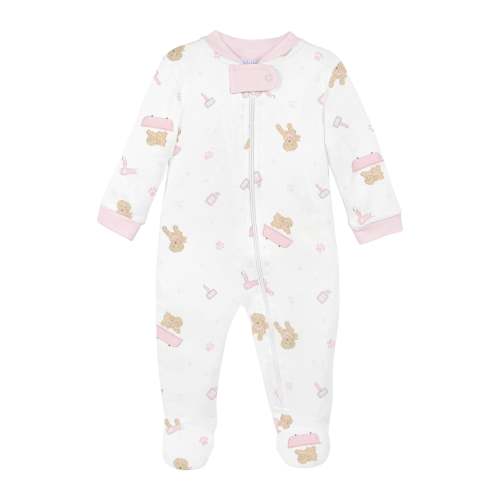 Pet Spa Printed Zipper Footie | Baby Girl