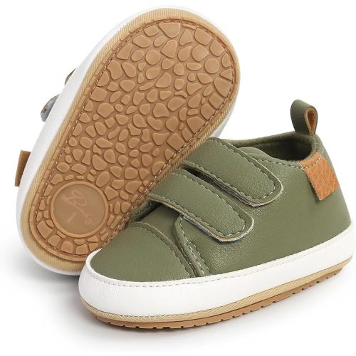 SOFMUO Baby Boys Girls High Top Ankle PU Leather Sneakers Soft Rubber Sole Infant Moccasins Newborn Oxford Loafers Anti-Slip Toddler Wedding Uniform Dress Shoes