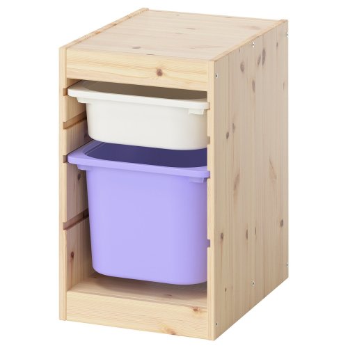 TROFAST Storage combination with boxes - light white stained pine white/lilac 12 5/8x17 3/8x20 1/2 "