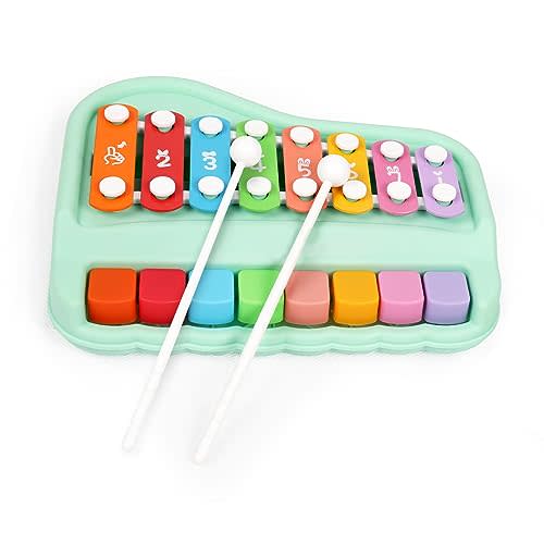 Conomus Baby Piano Xylophone for Toddlers 2-3, 2 in 1 Baby Piano Xylophone Musical Instrument with 8 Multicolored Key Scales Keyboard for Kids(Green)