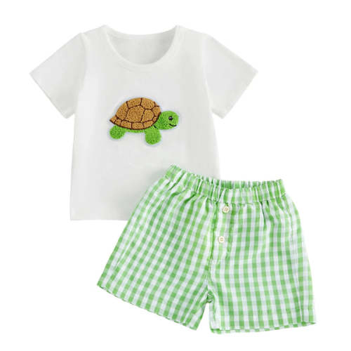 TURTLE Checkered Outfit - Hazel & Bo