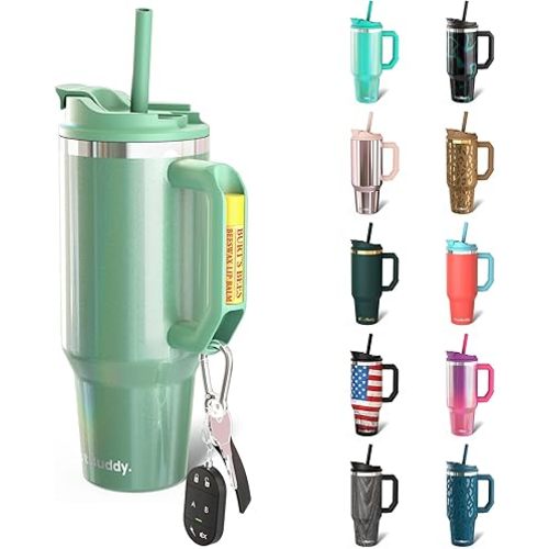 Thicc Buddy - 40 oz Stainless Steel Vacuum Insulated Tumbler with Lid and Straw for Water - Travel Mug Cupholder Friendly - Gifts for Women Men Him Her